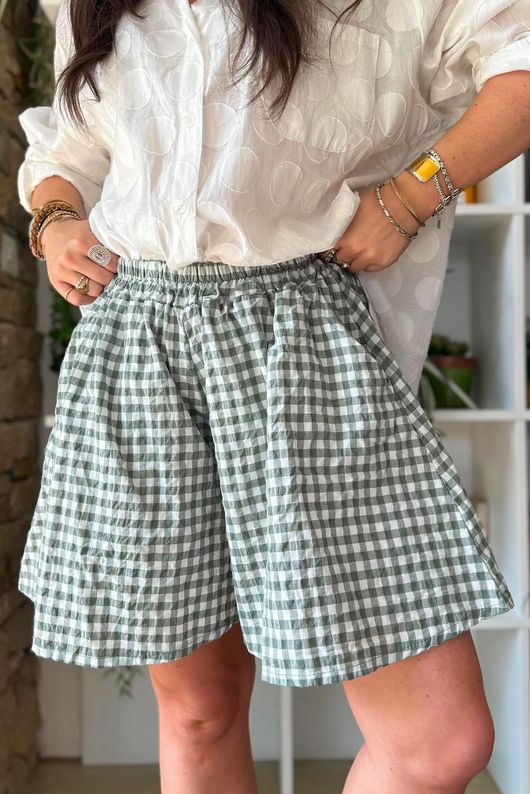 Nonni Gingham City Short Khaki